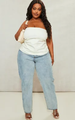 PrettyLittleThing Corsets*Plus Contrast Stretch Denim Corset Top