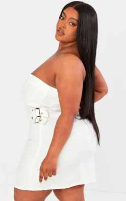 Plus Double Buckle Detail Denim Bodycon Dress-PrettyLittleThing New