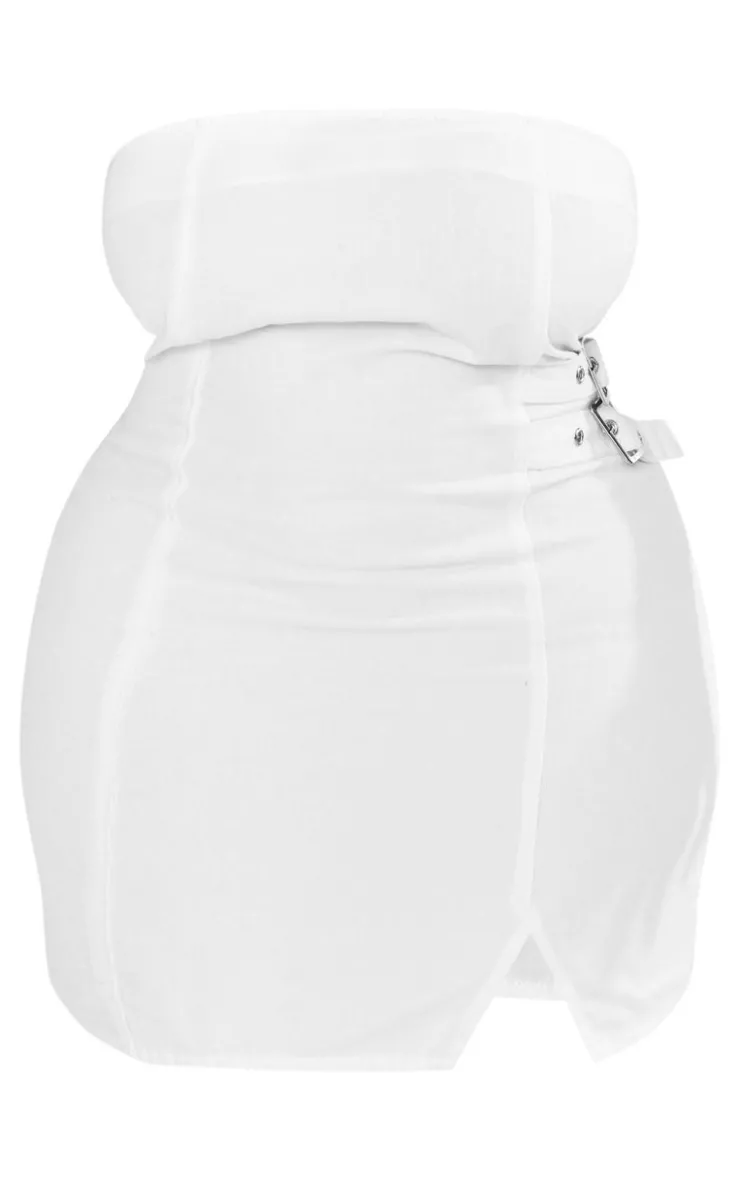 Plus Double Buckle Detail Denim Bodycon Dress-PrettyLittleThing New