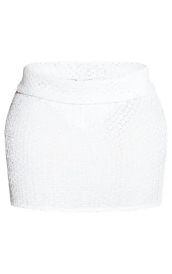 Outlet PrettyLittleThing Plus Foldover Waistband Mini Skirt Ecru