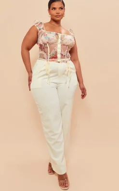 PrettyLittleThing Corsets*Plus Mesh Tie Detail Boned Corset Top