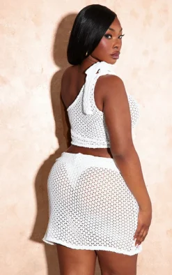 PrettyLittleThing Knitted Two Piece Sets*Plus One Shoulder Knit Look Crop Top