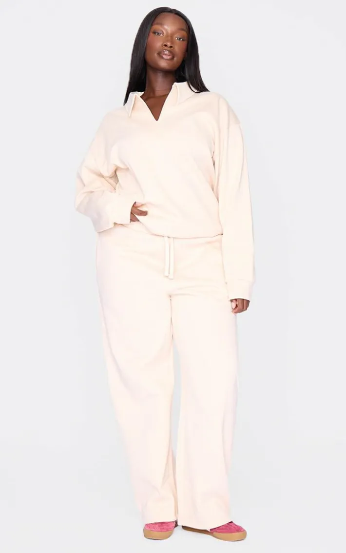 Plus Ecru Premium Collar Oversized Sweatshirt