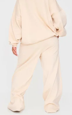 Plus Ecru Premium Thin Waistband Straight Leg Sweat Sweatpants