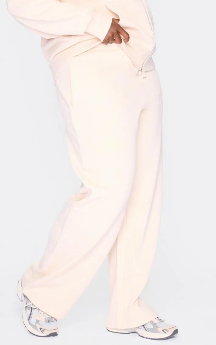 Plus Ecru Premium Wide Leg Sweat Sweatpants