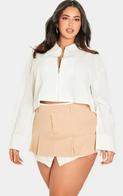 PrettyLittleThing Shirts*Plus Zip Up Cropped Shirt