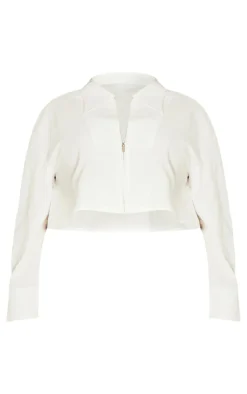 PrettyLittleThing Shirts*Plus Zip Up Cropped Shirt
