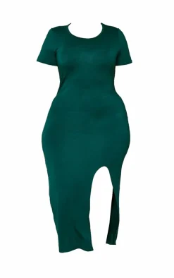 Plus Emerald Green Jersey Split Midi T-shirt Dress-PrettyLittleThing Best