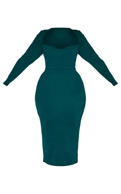 Plus Sweetheart Neck Long Sleeve Midi Dress-PrettyLittleThing New