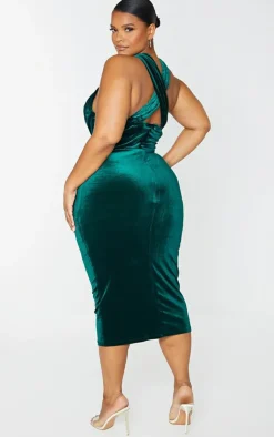 Plus Velvet Underwired Cross Front Midi Dress-PrettyLittleThing Outlet