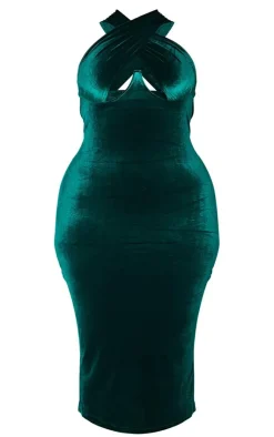 Plus Velvet Underwired Cross Front Midi Dress-PrettyLittleThing Outlet