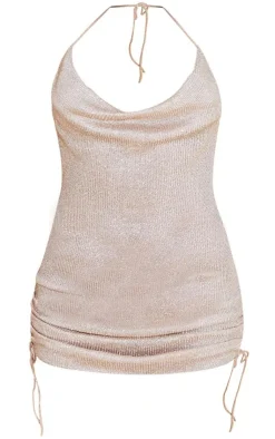 Plus Cowl Neck Ruched Side Bodycon Dress-PrettyLittleThing Online