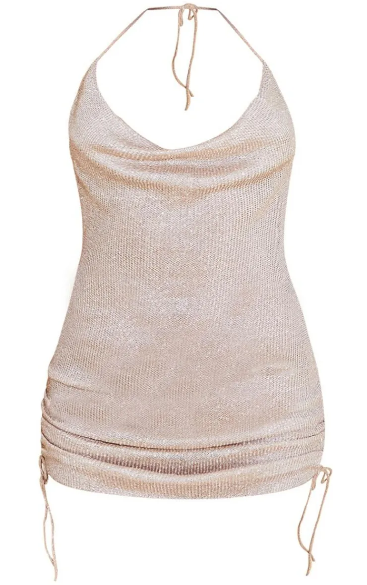 Plus Cowl Neck Ruched Side Bodycon Dress-PrettyLittleThing Online
