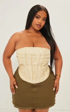 Plus Washed Foil Denim Corset-PrettyLittleThing Discount