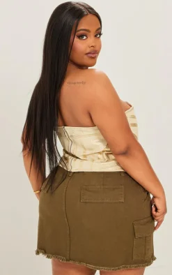 Plus Washed Foil Denim Corset-PrettyLittleThing Discount