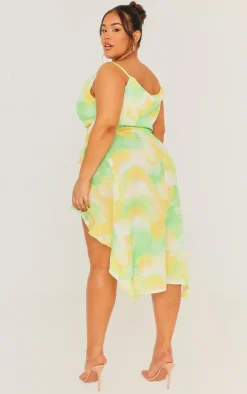Plus Abstract Ruffle Detail Midi Dress-PrettyLittleThing Clearance