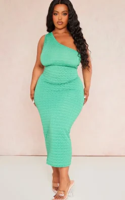 Plus Bubble Textured One Shoulder Midi Dress-PrettyLittleThing Best