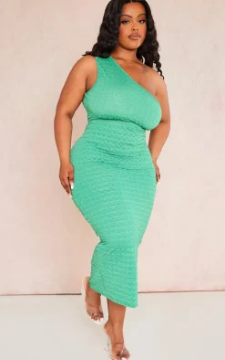 Plus Bubble Textured One Shoulder Midi Dress-PrettyLittleThing Best