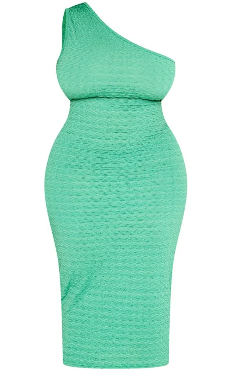 Plus Bubble Textured One Shoulder Midi Dress-PrettyLittleThing Best