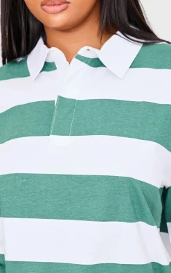 PrettyLittleThing T-Shirts*Plus Chunky Striped Collared Oversized T Shirt