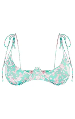 Plus Green Floral Underwire Bikini Top