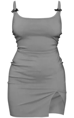 Plus Bow Detail Split Hem Bodycon Dress-PrettyLittleThing Online