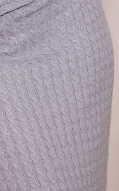 Best PrettyLittleThing Plus Cable Soft Knit Midi Skirt Grey
