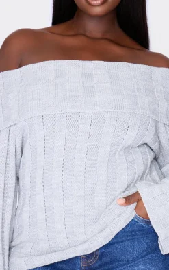 PrettyLittleThing Sweaters*Plus Exaggerated Ribbed Bardot Sweater