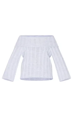 PrettyLittleThing Sweaters*Plus Exaggerated Ribbed Bardot Sweater