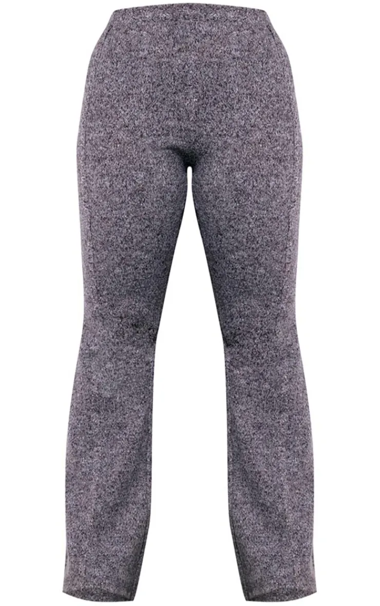 Best PrettyLittleThing Plus Marl Knit Wide Leg Pants Grey