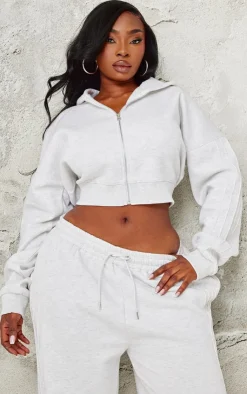 PrettyLittleThing Grey Sweatsuits*Plus Seam Detail Zip Up Hoodie