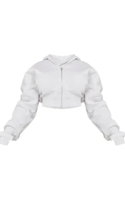 PrettyLittleThing Grey Sweatsuits*Plus Seam Detail Zip Up Hoodie