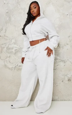 PrettyLittleThing Grey Sweatsuits*Plus Seam Detail Wide Leg Sweatpants