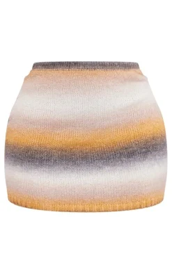 Hot PrettyLittleThing Plus Ombre Knitted Mini Skirt Grey