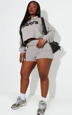PrettyLittleThing Plus Paris Shorts Grey