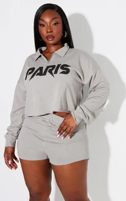 PrettyLittleThing Plus Paris Shorts Grey