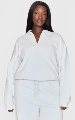 Outlet PrettyLittleThing Plus Premium Collar Oversized Sweatshirt Grey