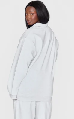 Outlet PrettyLittleThing Plus Premium Collar Oversized Sweatshirt Grey