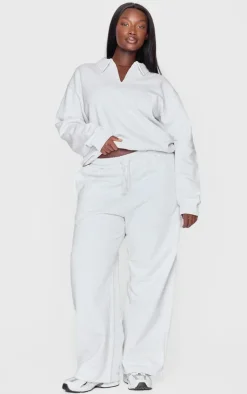 Outlet PrettyLittleThing Plus Premium Collar Oversized Sweatshirt Grey