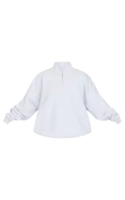 Plus Grey Premium High Neck Quarter Zip Oversized Sweatshirt