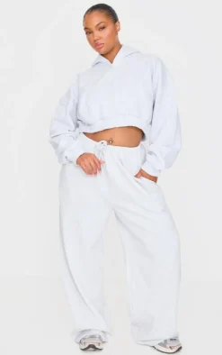 Outlet PrettyLittleThing Plus Premium Thin Waistband Straight Leg Sweat Sweatpants Grey
