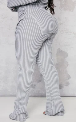 PrettyLittleThing Plus Rib Knitted Pants Grey