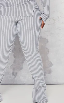 PrettyLittleThing Plus Rib Knitted Pants Grey