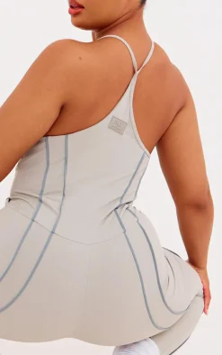 PrettyLittleThing Gym Wear*Plus Sculpt Contrast Seam Strappy Long Unitard