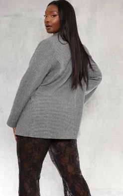 Plus Grey Tailored Oversized Blazer