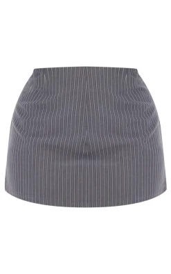 Online PrettyLittleThing Plus Tailored Woven Glitter Pinstripe Micro Mini Skirt Grey