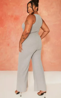 Plus Twist Neck Corset Wide Leg Jumpsuit-PrettyLittleThing Outlet