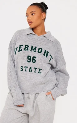 PrettyLittleThing Sweaters*Plus Vermont 96 State Collar Detail Sweater