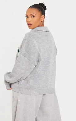 PrettyLittleThing Sweaters*Plus Vermont 96 State Collar Detail Sweater