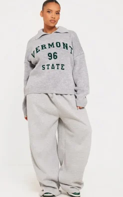 PrettyLittleThing Sweaters*Plus Vermont 96 State Collar Detail Sweater